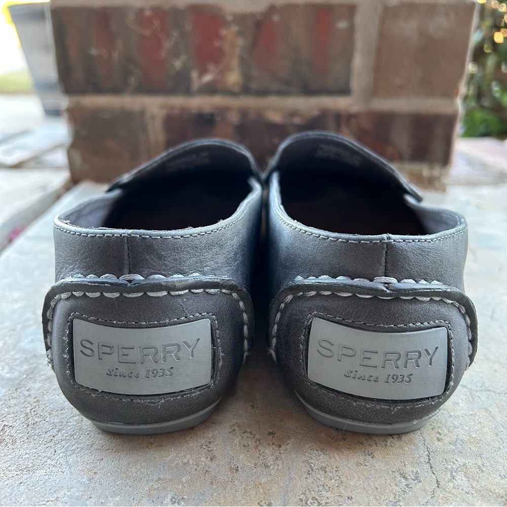 Sperry Leather Suede Driving Shoes Loafer Gray Slip On Sz 7M - Picture 4 of 7